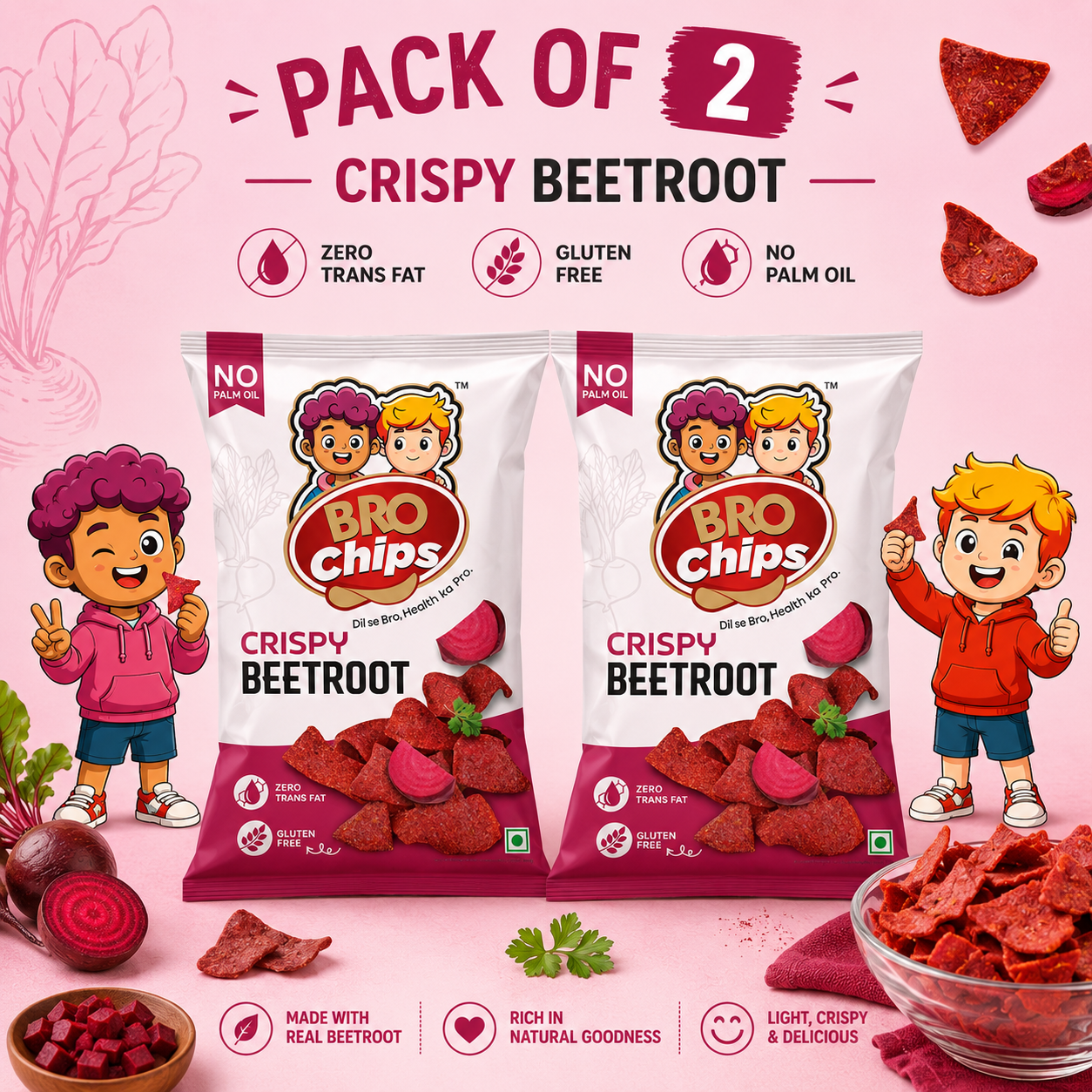 Brochips Healthy Crispy Beetroot
