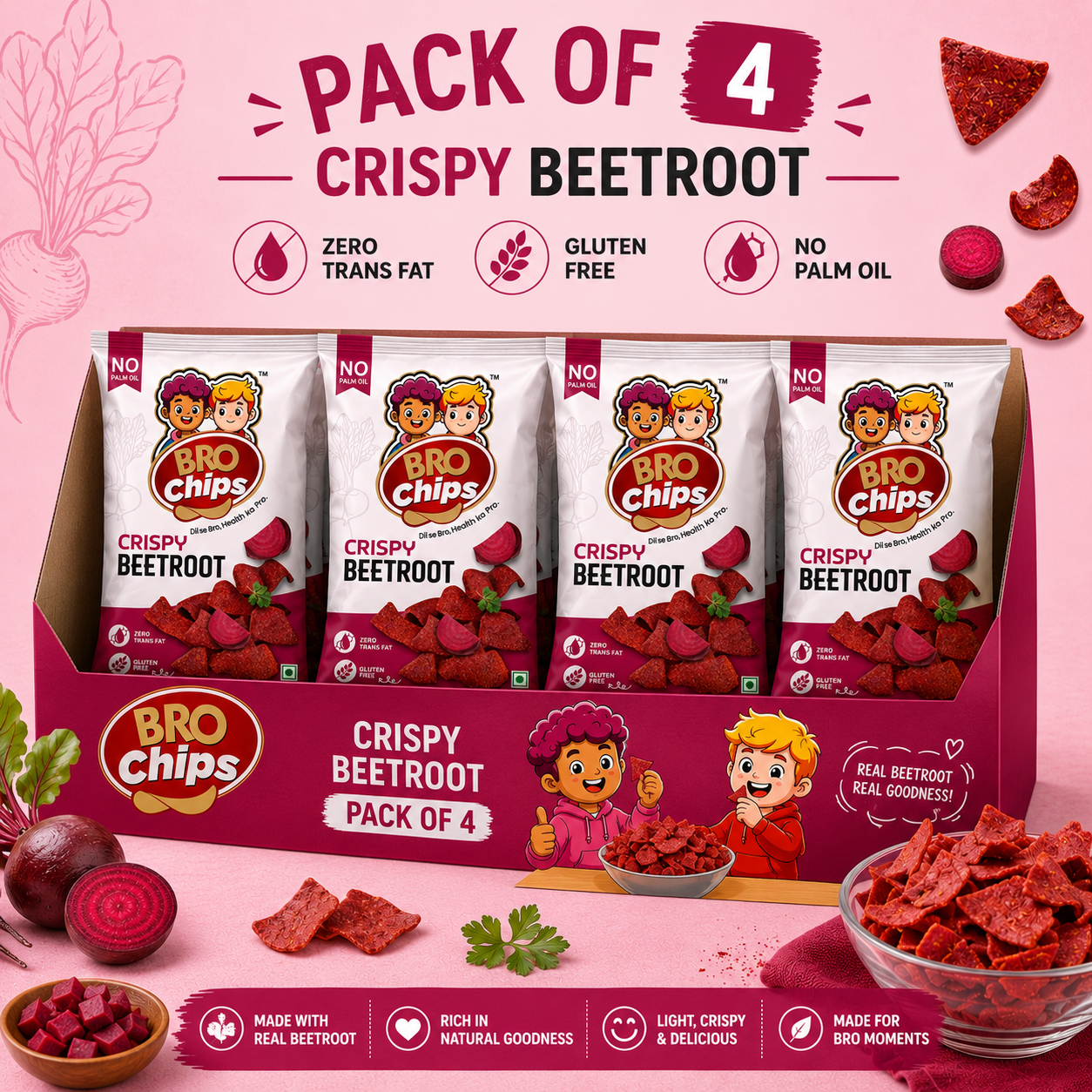 Brochips Healthy Crispy Beetroot
