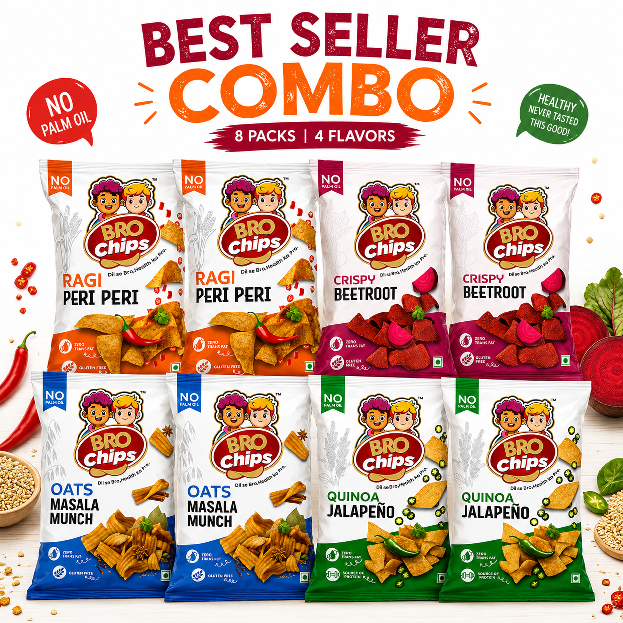 Brochips | Ultimate Healthy Combo | (52g*8)