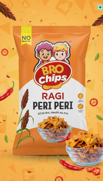 Bag of Ragi Peri Peri BroChips - Healthy, Tasty, Munch-binging.