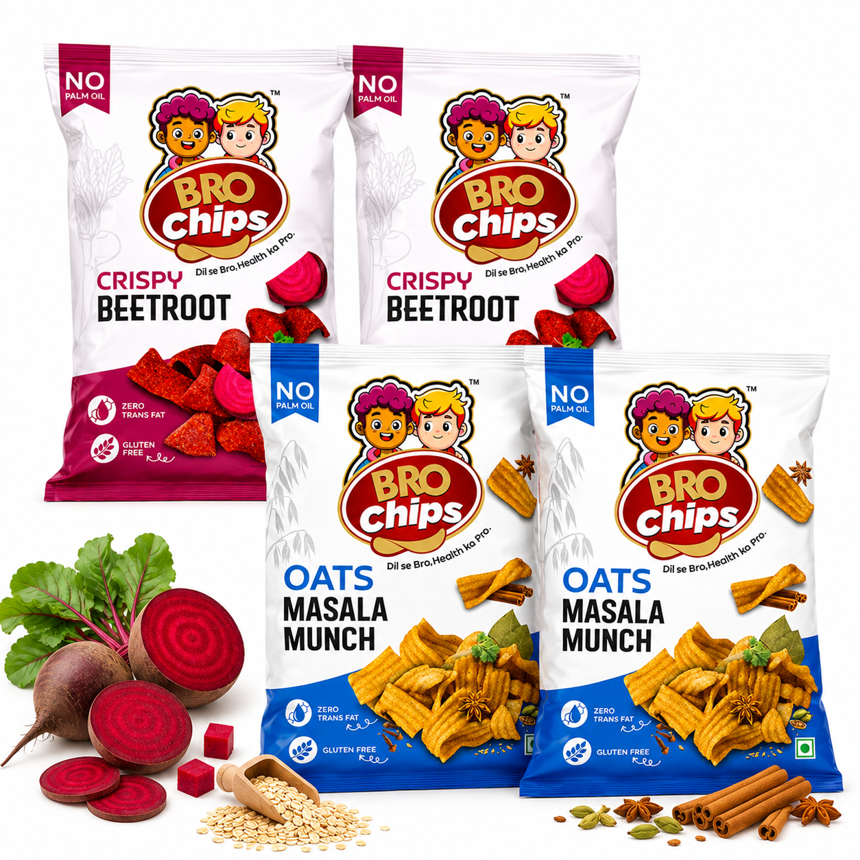 Brochips | Healthy Kids Combo (Less Spicy) | 52g*4